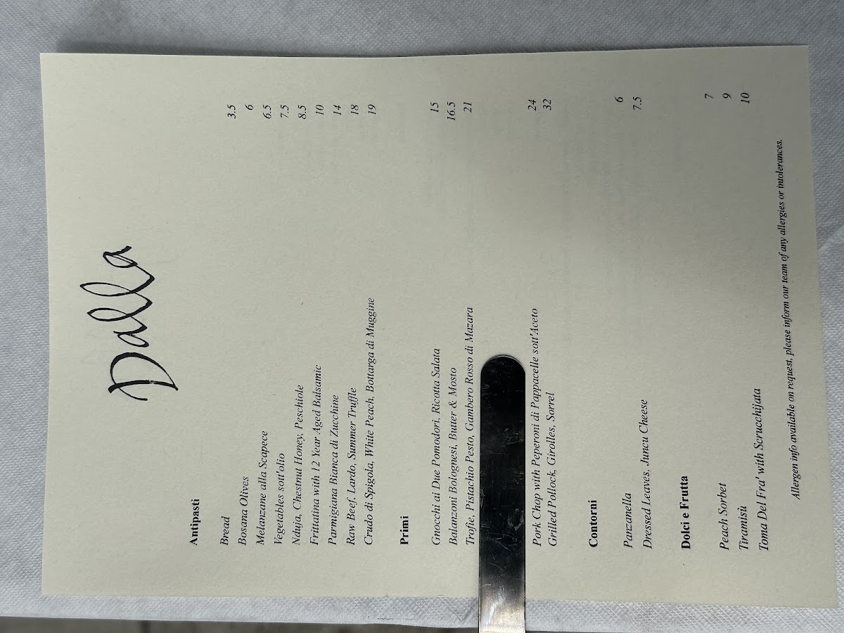 Menu - Dalla photo 2